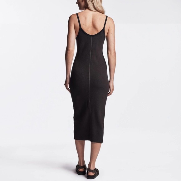 James Perse Los Angeles Chevron Rib Cami Tank Dress in black, Small, Size 1 - Picture 3 of 7
